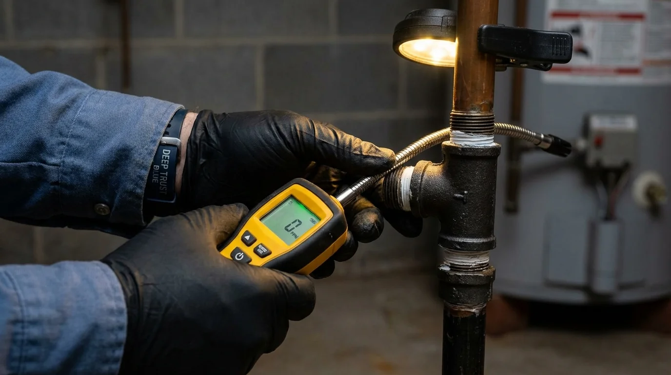 Gas leak detection with electronic sniffer by Johns Plumbing LLC in Pomeroy