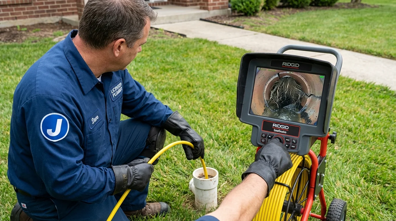 Sewer camera inspection being performed by Johns Plumbing LLC in Pomeroy