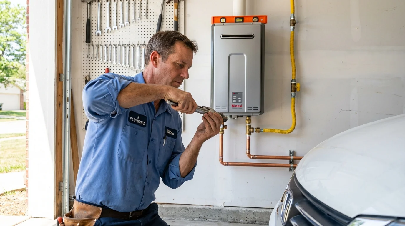 Tankless water heater installation by a Johns Plumbing LLC plumber in Pomeroy